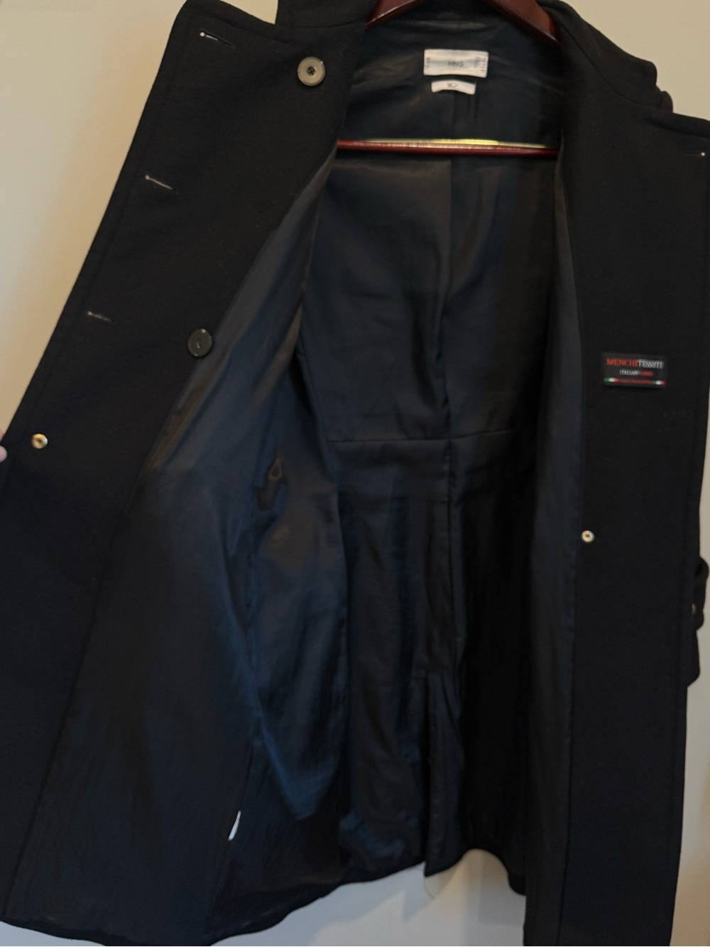 MNG Mango Women’s Black Italian Wool Double Breasted Military Officer Coat Small - Picture 4 of 11